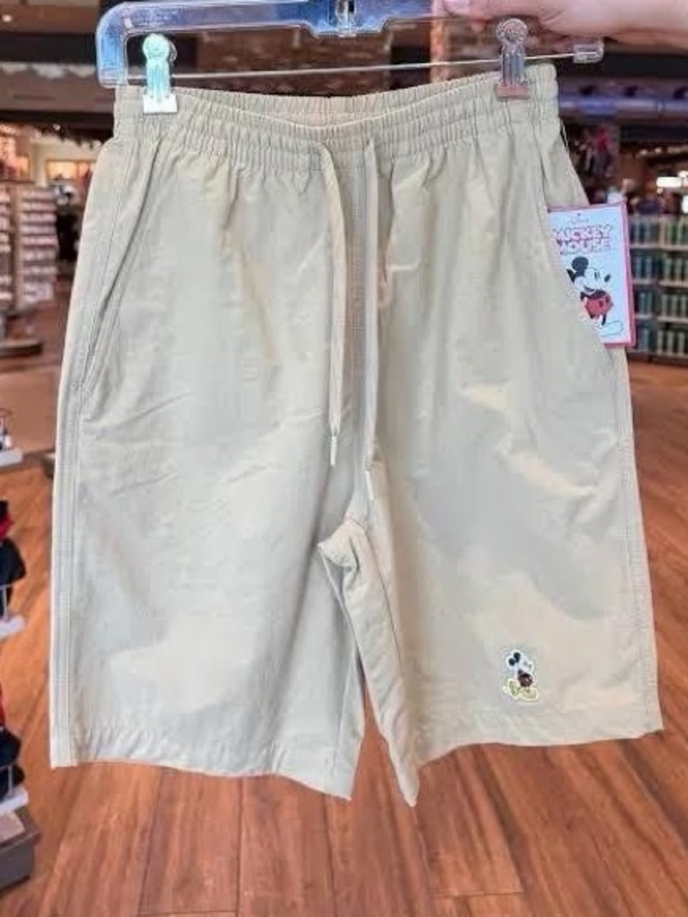 Disney Khaki/Tan Elastic Waist Shorts with Mickey embroidered patch NWT